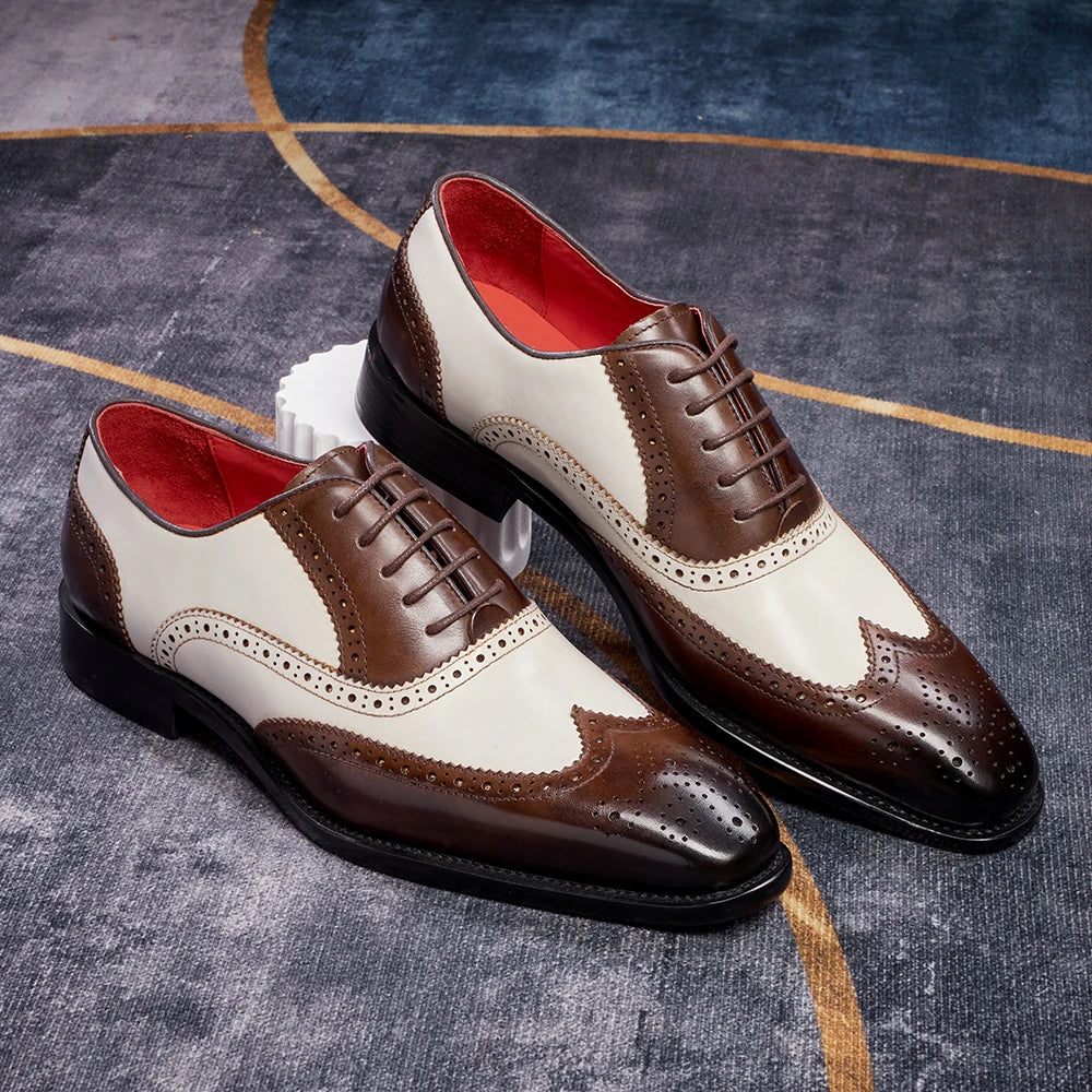 Felix Chu Mens Leather Oxford Dress Shoes Retro Baroque Style