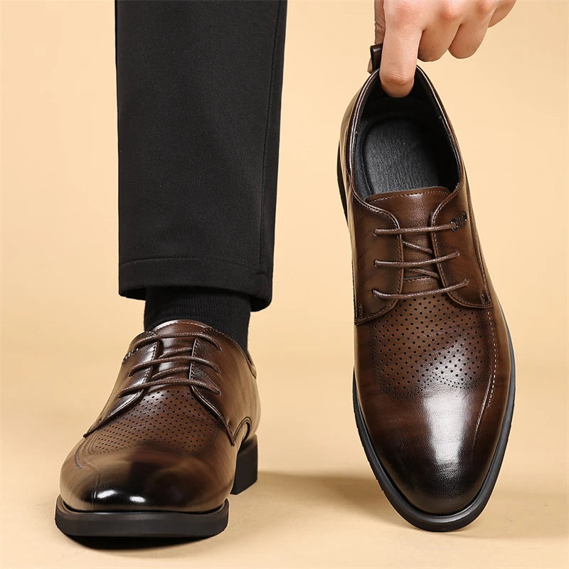 Mens Summer Breathable Leather Derby Shoes British Style SJ25021
