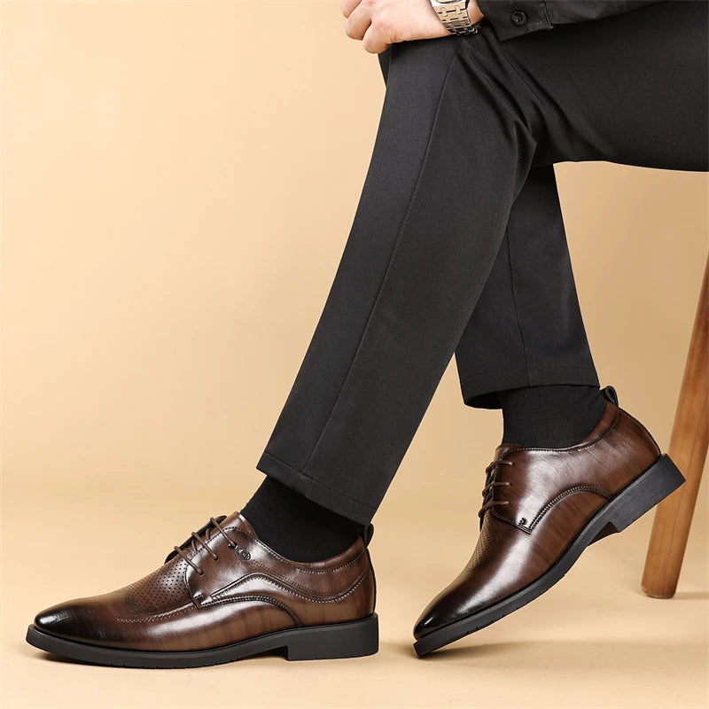 Mens Summer Breathable Leather Derby Shoes British Style SJ25021