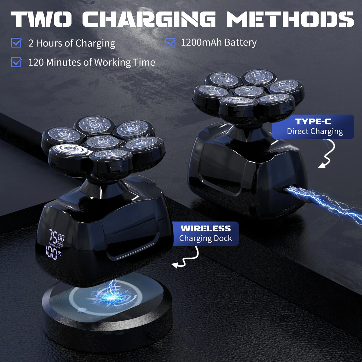 Sejoy Men Magnetic Floating Wet Dry Electric Shaver With USB