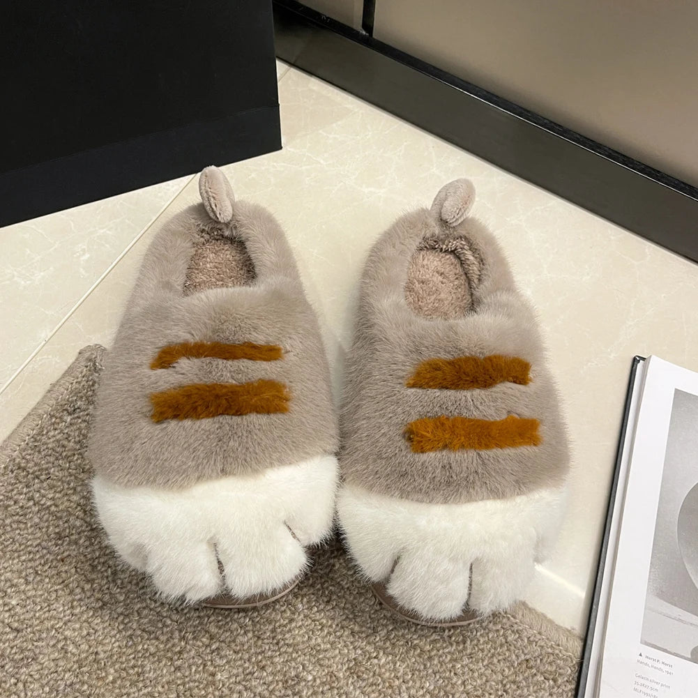 Guangdong 3D Cat Paw Plush Slippers Unisex Indoor Comfort