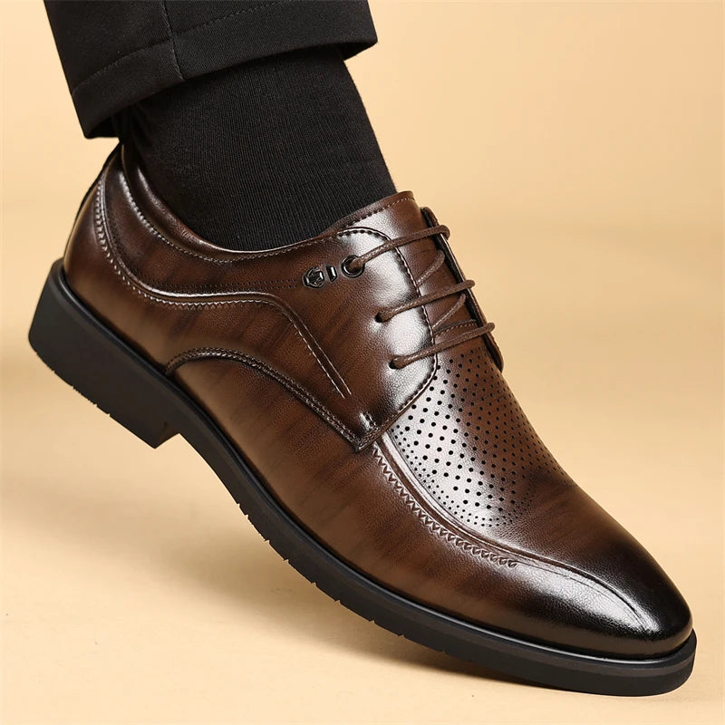 Mens Summer Breathable Leather Derby Shoes British Style SJ25021