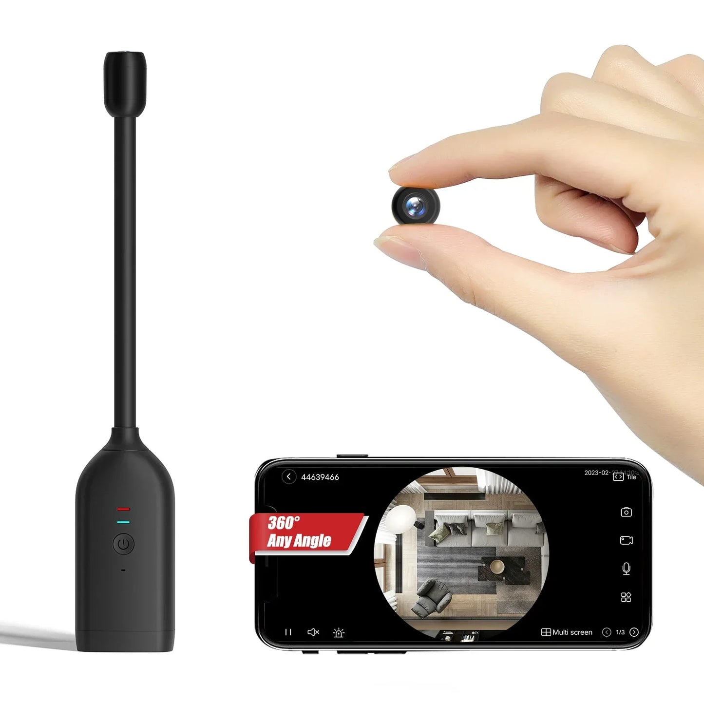 QJ700 Mini WiFi Camera HD 1080P Flexible Lens Cable 2 Way Talk Motion Detection USB Rechargeable Small Wireless WiFi Camera
