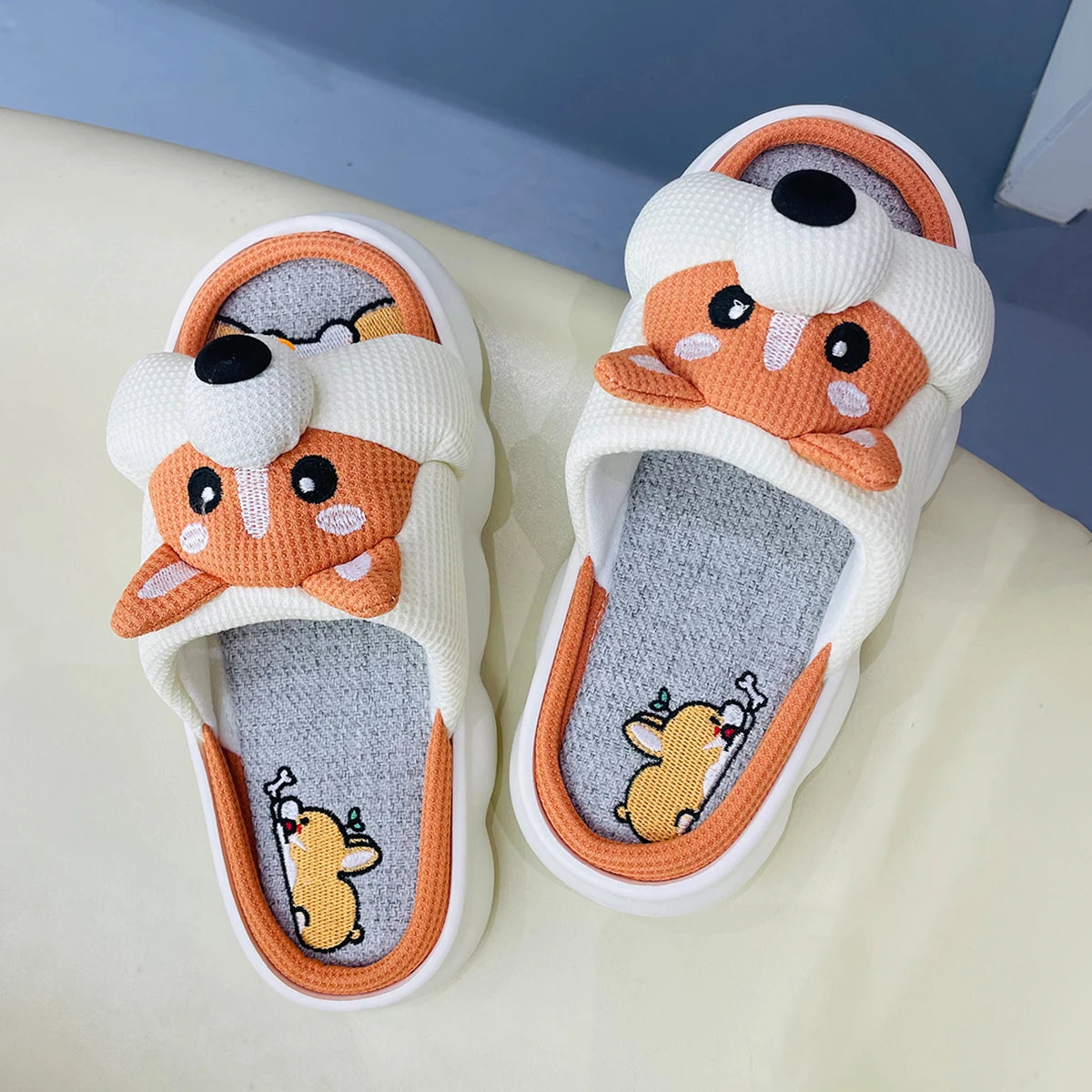 Lucky Bean Corgi Slippers For Women Men Indoor Home Comfort