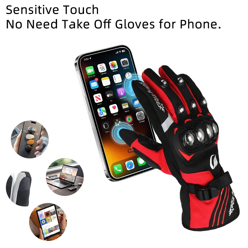 Winter Motorcycle Gloves Stainless Steel Accessories for Riding Bicycle Skiing Outdoor Sports - One Size Fits Most
