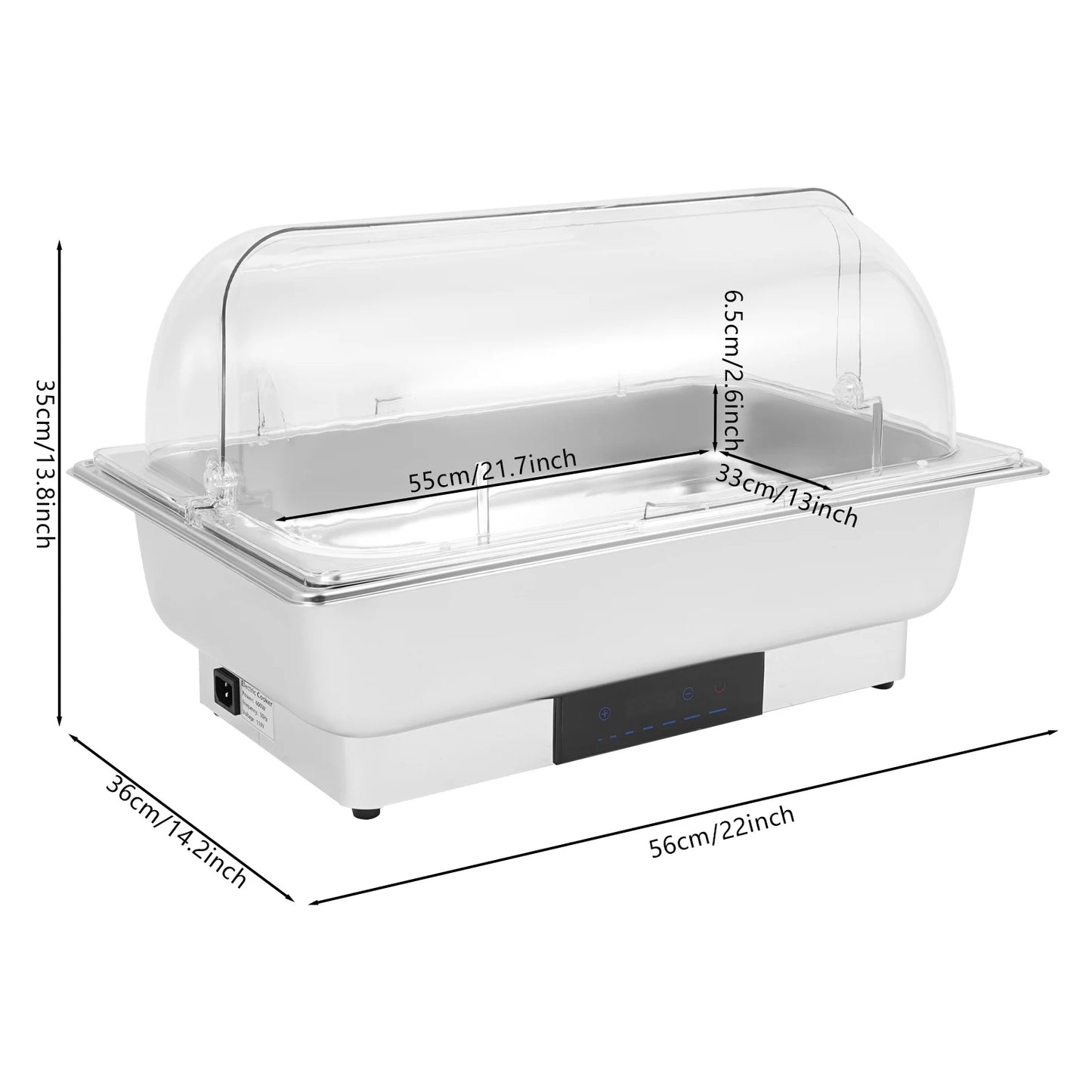 Stainless Steel Electric Chafing Dish Buffet Chafer With Touch Control
