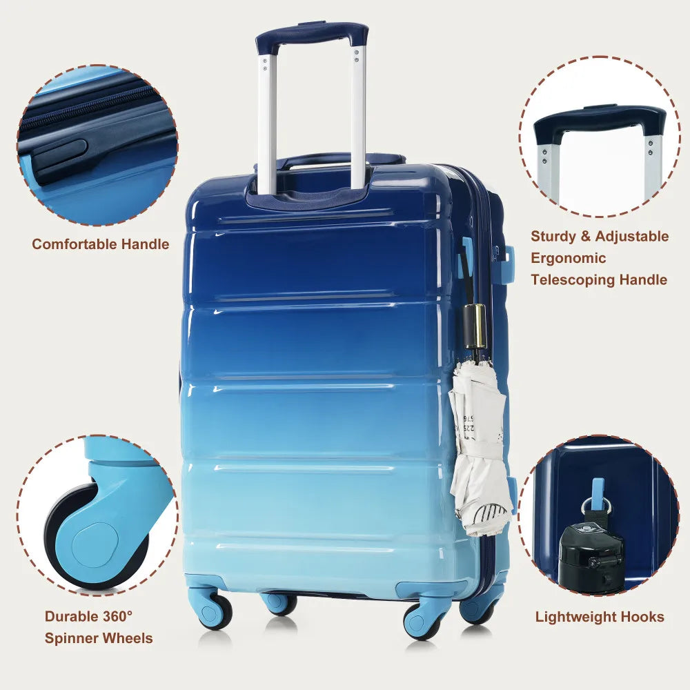 CN Hong Kong Luggage Set 3 USB Carry On ABS PC Hard Shell