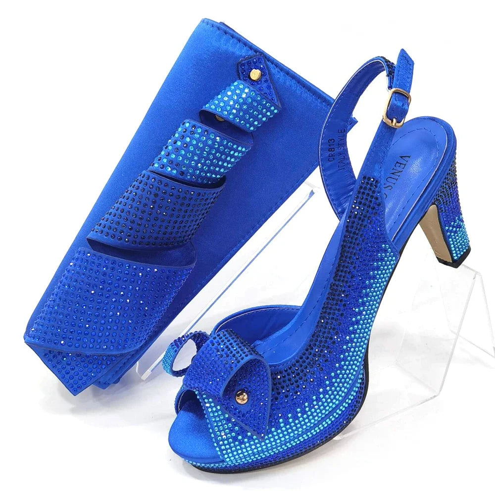 Venus Chan Rhinestone INS Style High Heels And Bag Set For Women