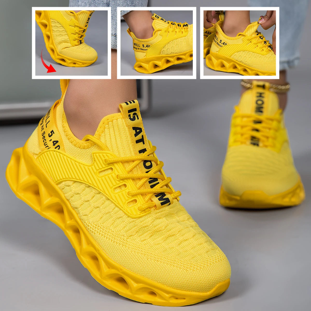 Unisex Knit Running Shoes Breathable Lightweight Non Slip Walking Gym