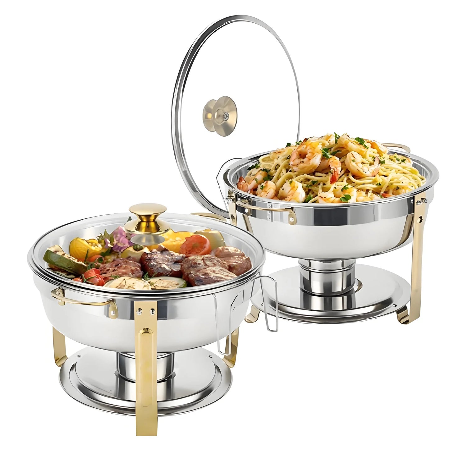 Stainless Steel Chafing Dish Buffet Chafer Pan Glass Lid