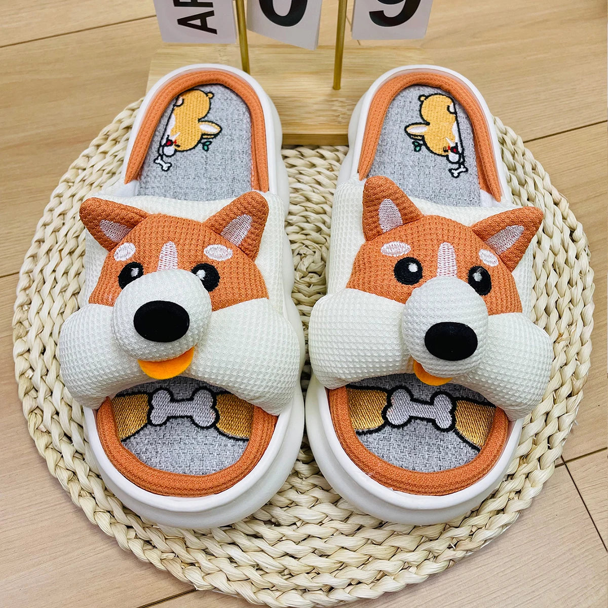 Lucky Bean Corgi Slippers For Women Men Indoor Home Comfort