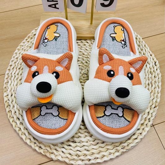 Lucky Bean Corgi Slippers For Women Men Indoor Home Comfort