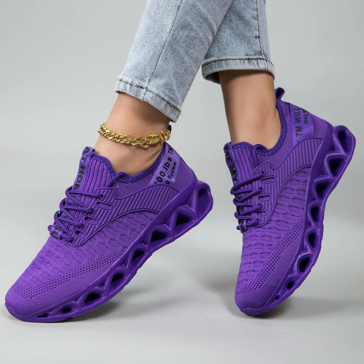 Unisex Knit Running Shoes Breathable Lightweight Non Slip Walking Gym