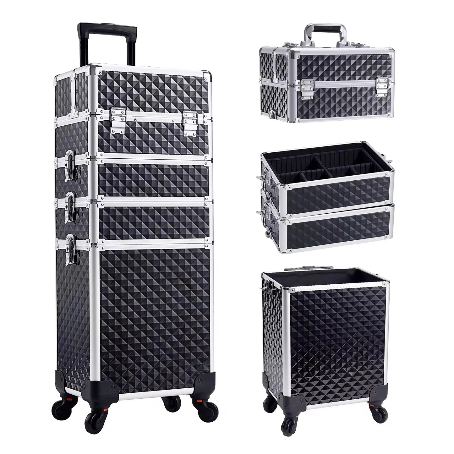 MaxuleneCN Makeup Trolley Case On Wheels Detachable 4 In 1