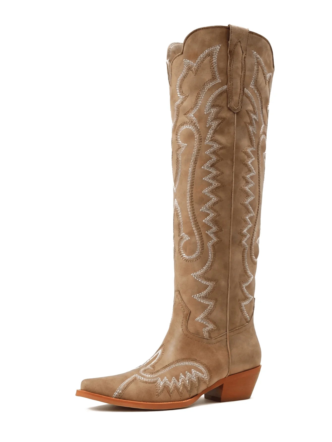 Womens Western Cowboy Boots Embroidered Knee High Boots