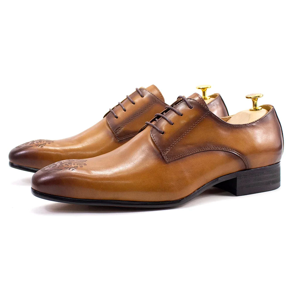 Felix Chu Classic Men Oxford Derby Genuine Leather Dress Shoes