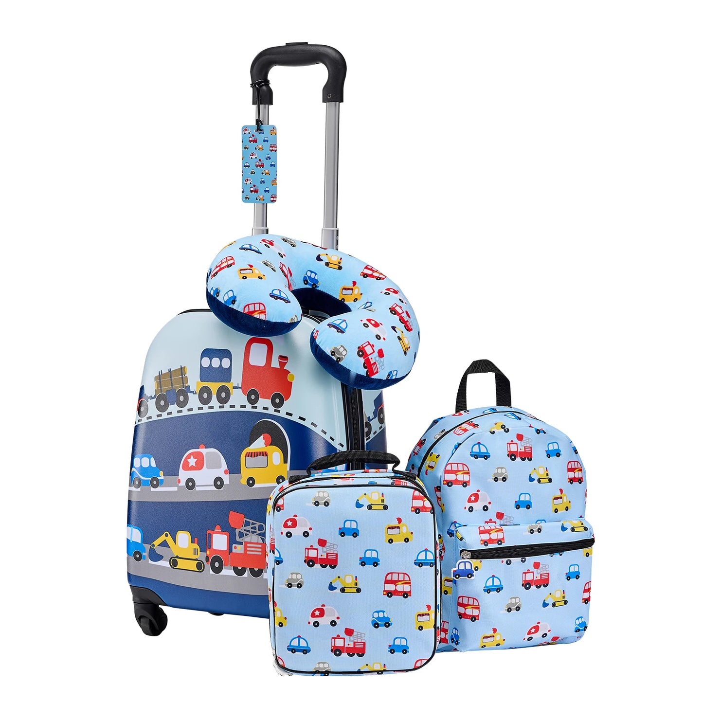 SucceBuy Kids Luggage Set 5 Piece 18 Inch with Backpack & U-shape Pillow Holiday Birthday Gift for Girl Boy Airline Approved