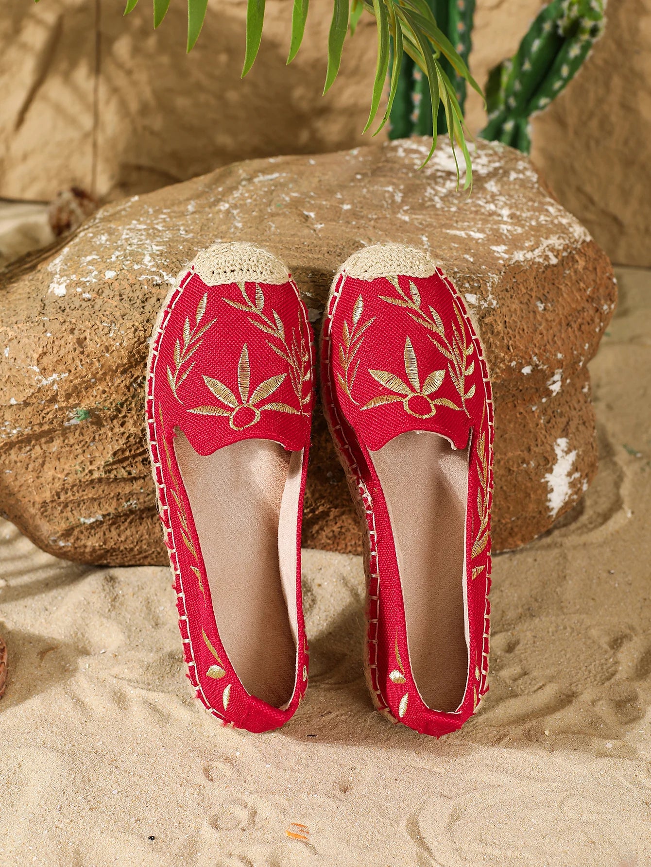 Women Round Toe Flat Slip On Espadrille Leather Loafers