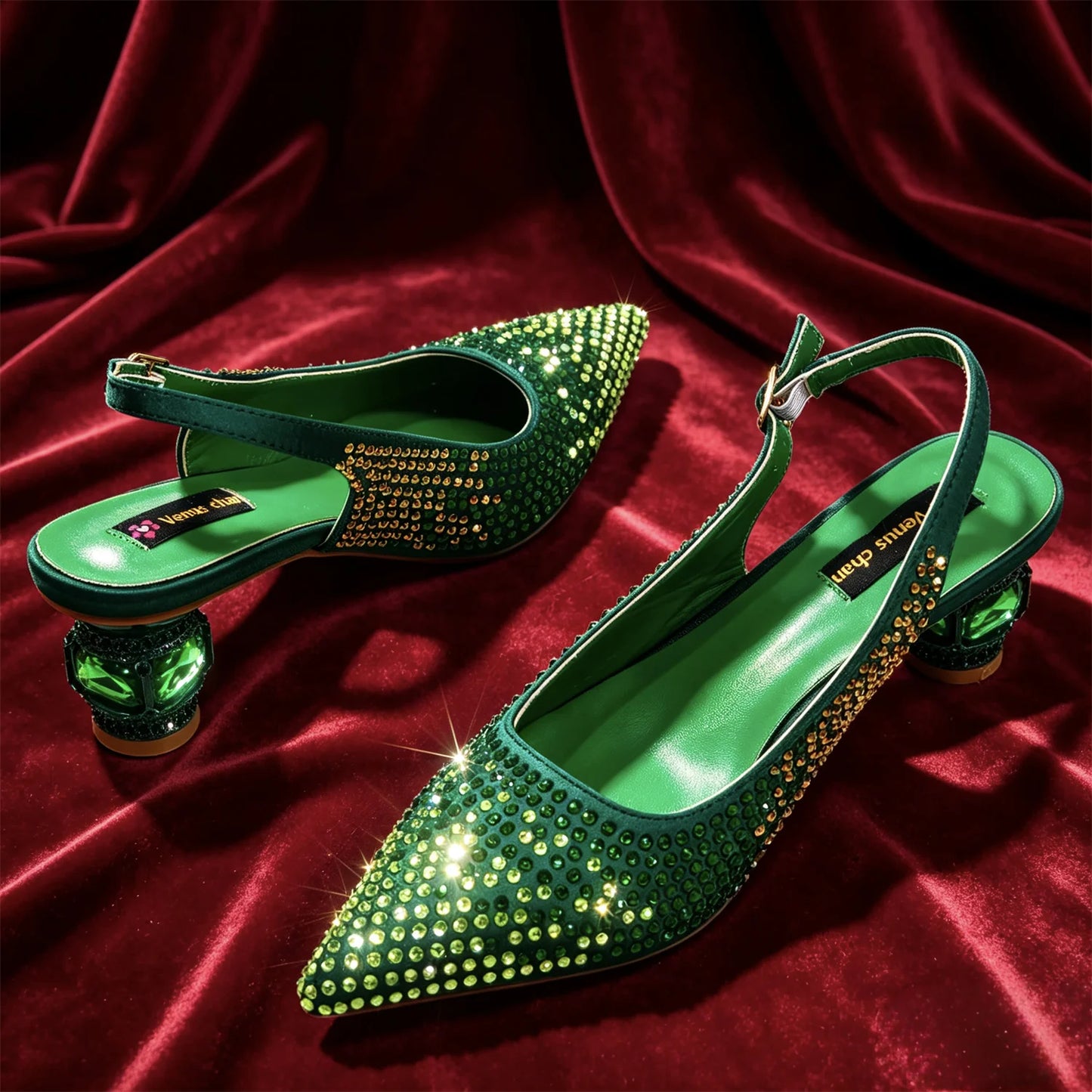 Rhinestone Slingback Pumps And Matching Handbag Set For Weddings