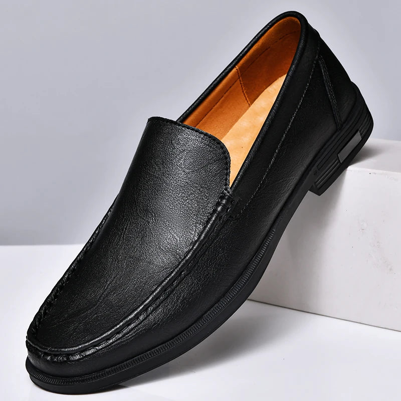 Shinefullstr Men Leather Slip On Loafers Casual Dress Shoes