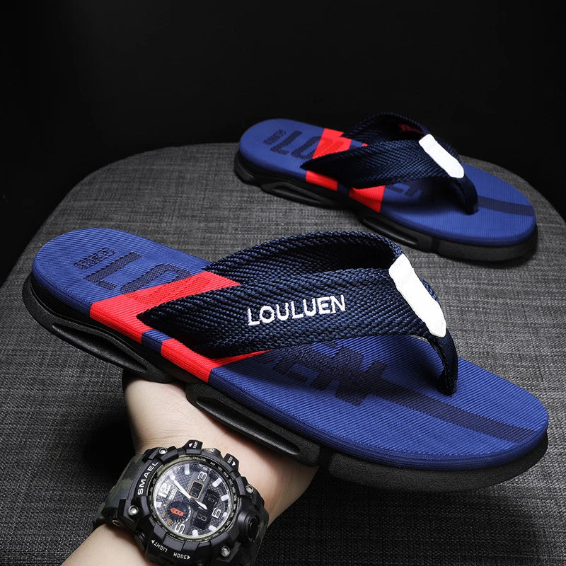 LOULUEN Men Flip Flops Breathable Casual Beach Slippers Outdoor