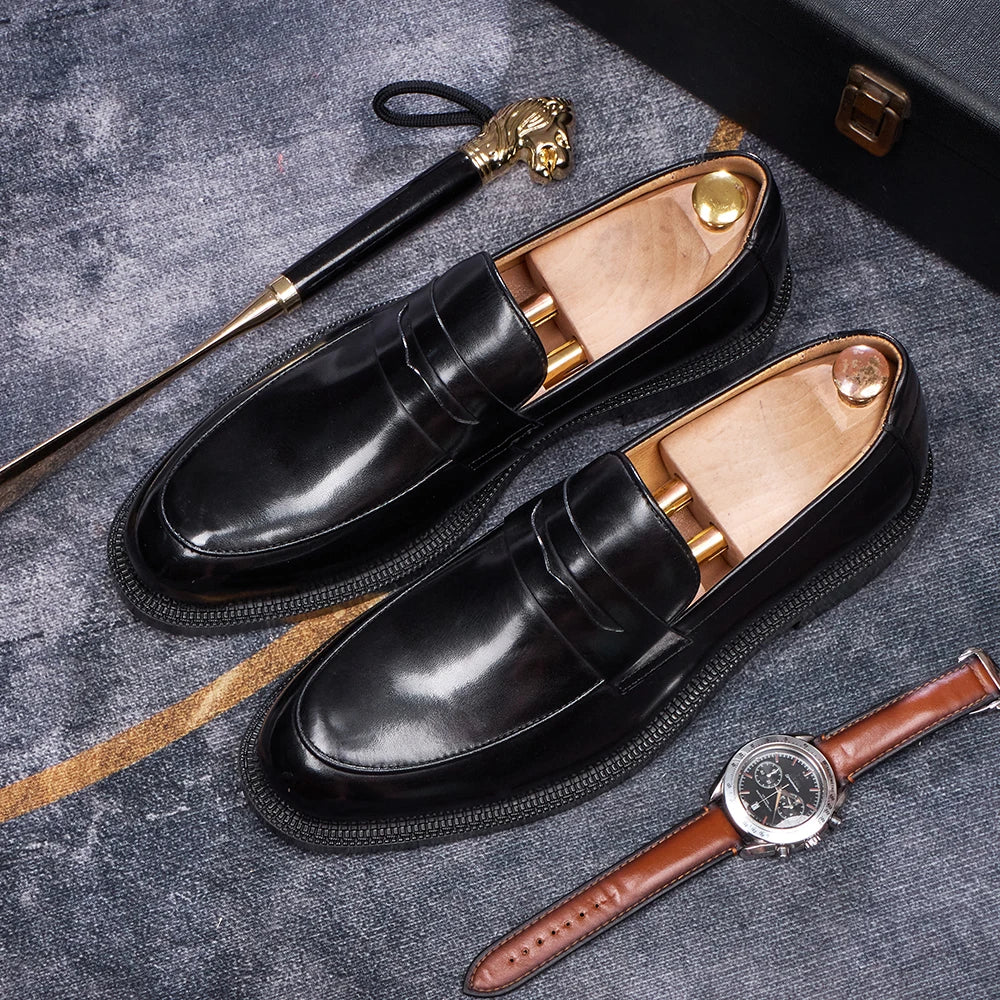Felix Chu Mens Genuine Leather Loafers Driving Shoes Casual