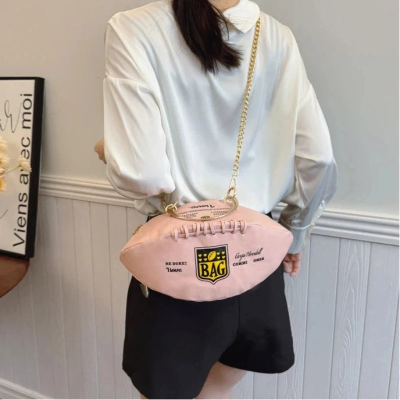 Fashion American Football Crossbody Bags for Women Pu Leather Unique Handbag Design Novelty Vacation Beach Travel Shoulder Bag