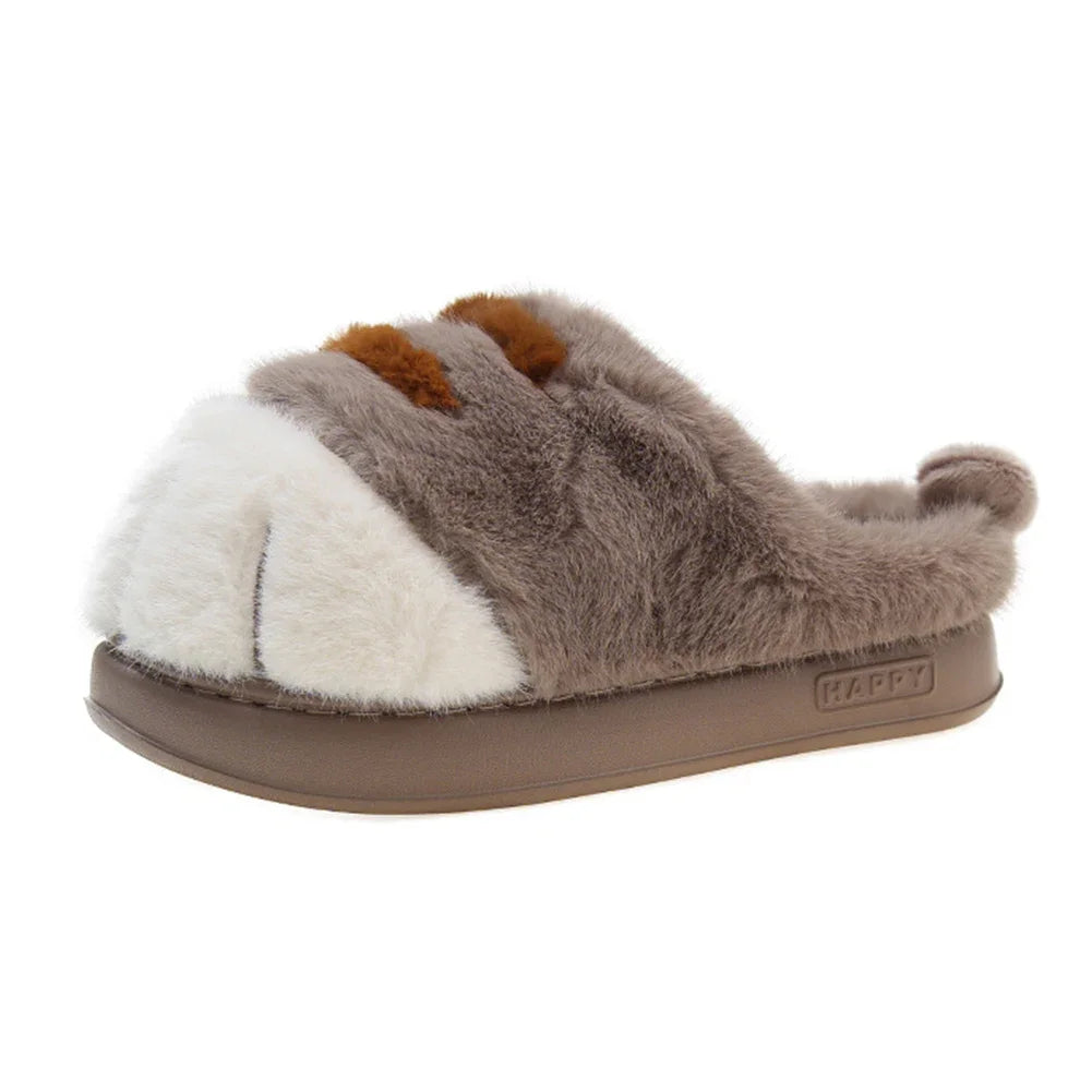 Guangdong CN Cat Paw Plush Slippers Slip On Indoor Winter
