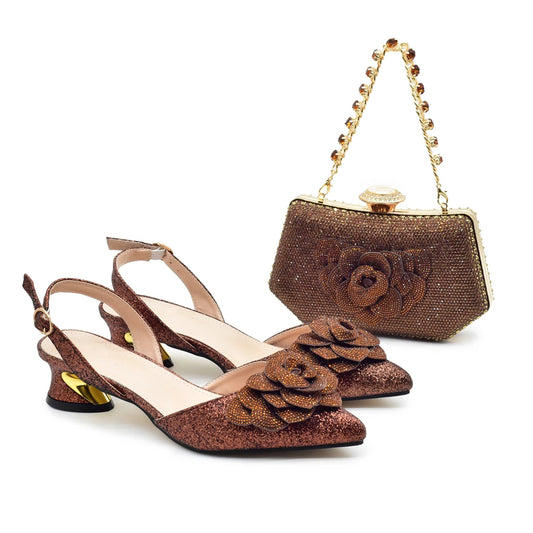 Ascendancy Ladies Shoes And Bag Set Rhinestone Bride Wedding Shoes