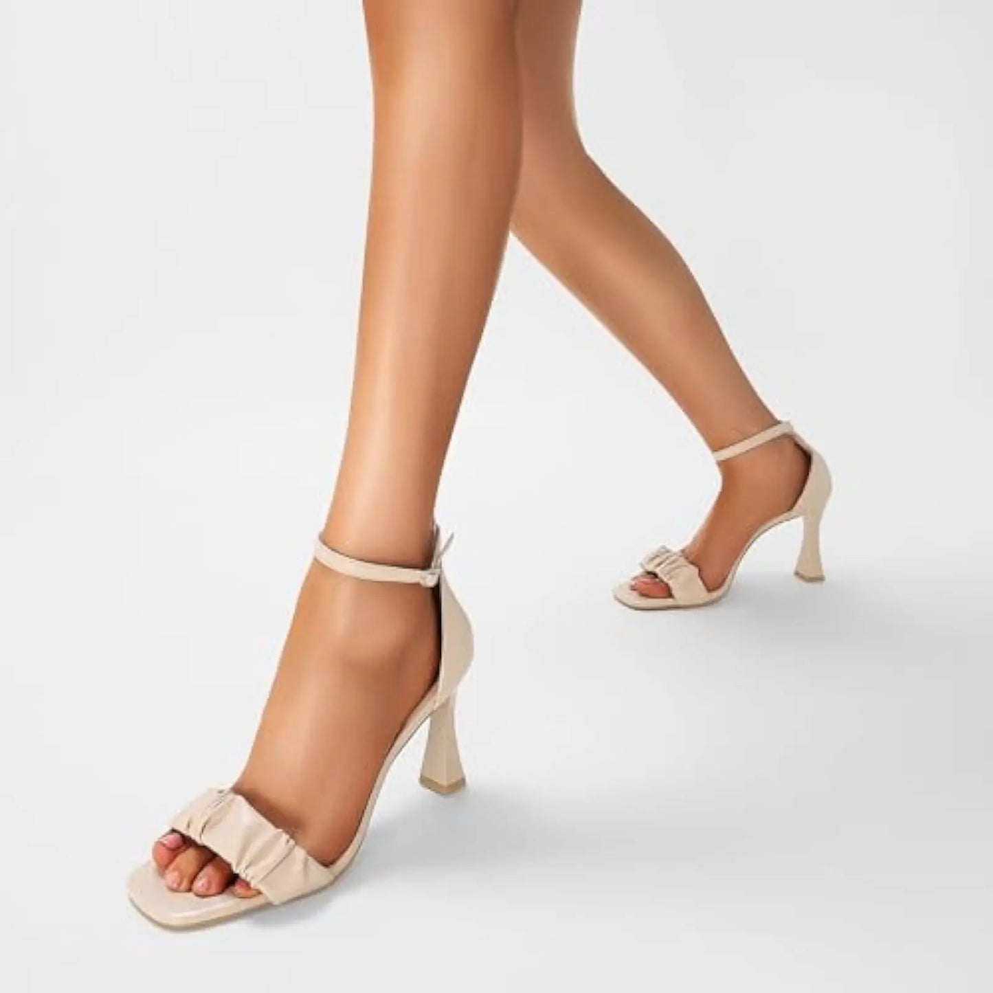 Stiletto Sandals Open Square Toe Ankle Strap Wedding