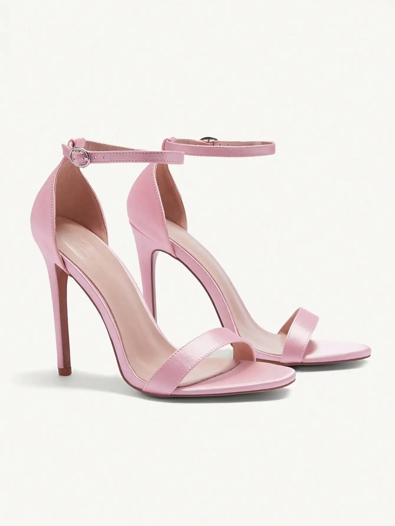 Glass Ankle Strap Sandals Stiletto Heels PU Leather