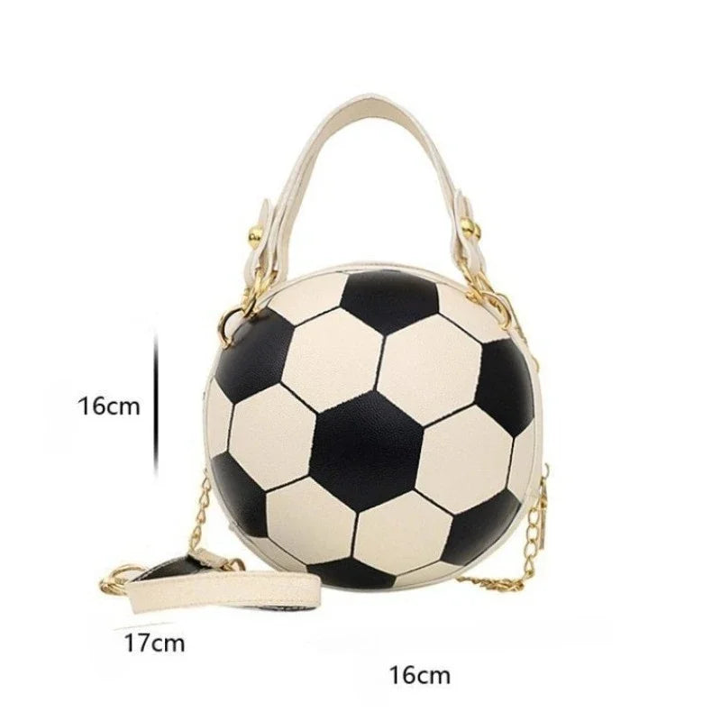 Soccer Shaped Handbag with Top Handle Gold Chain Strap Trendy Novelty Crossbody Purse  Sport Mini Shoulder Bag for Daily Use