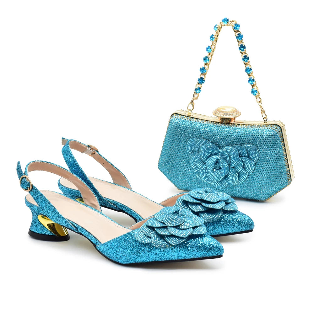 Ascendancy Ladies Shoes And Bag Set Rhinestone Bride Wedding Shoes