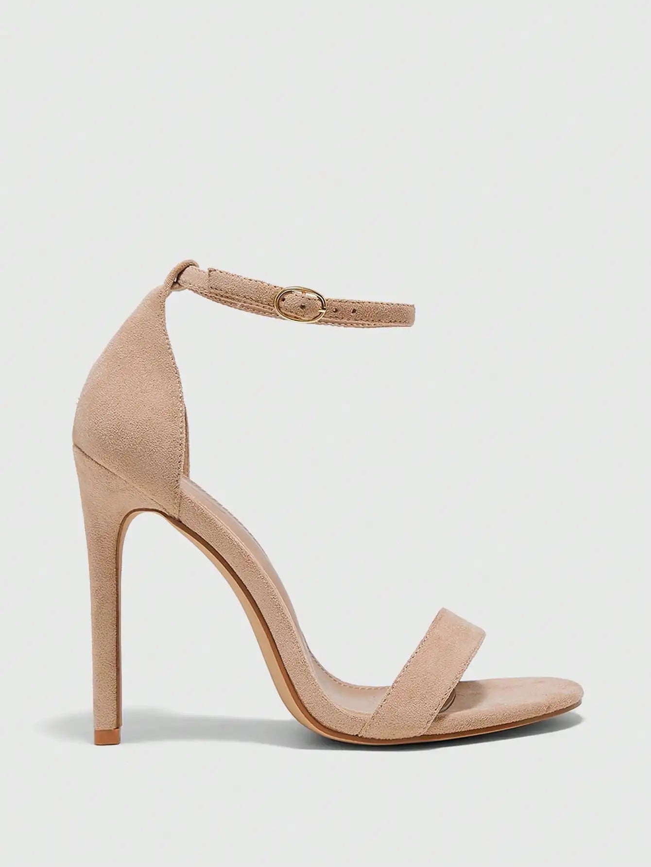 Glass Ankle Strap Sandals Stiletto Heels PU Leather