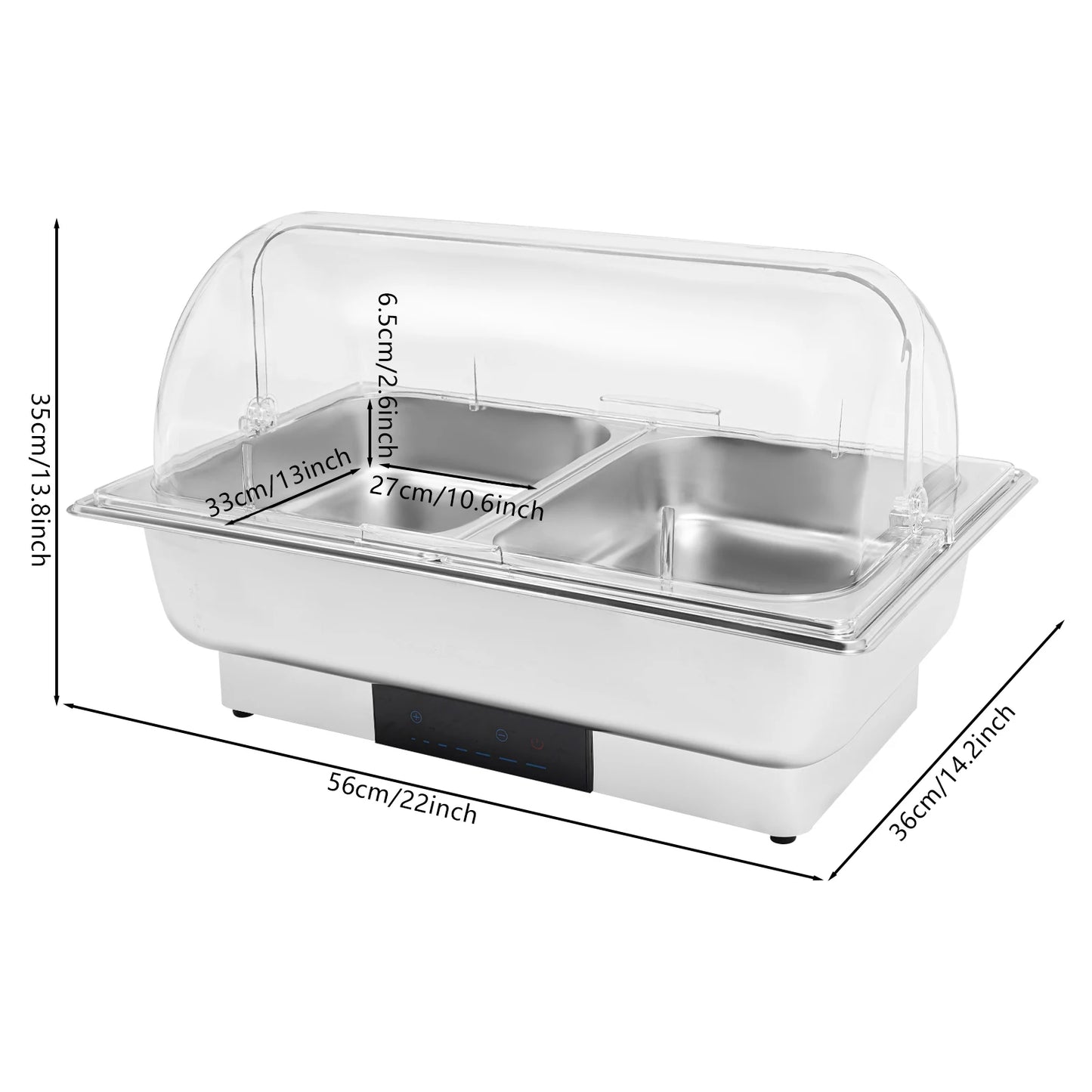 Stainless Steel Electric Chafing Dish Buffet Chafer With Touch Control