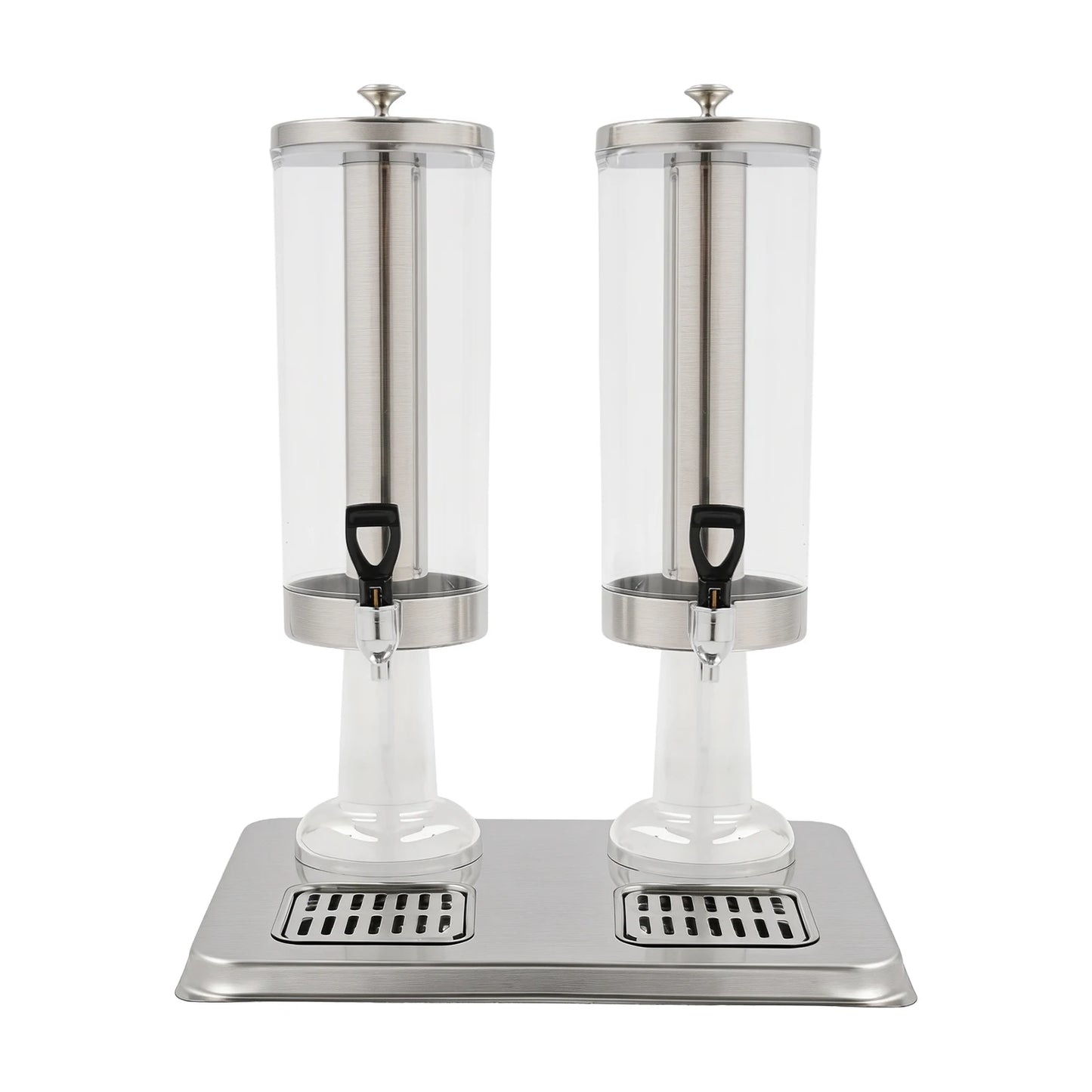 Stainless Steel Drink Dispenser 1.59Gal, 2-Faucet Beverage Dispenser with Centre Ice Core & Drip Trays for Parties