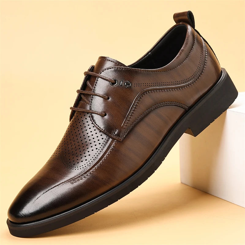 Mens Summer Breathable Leather Derby Shoes British Style SJ25021