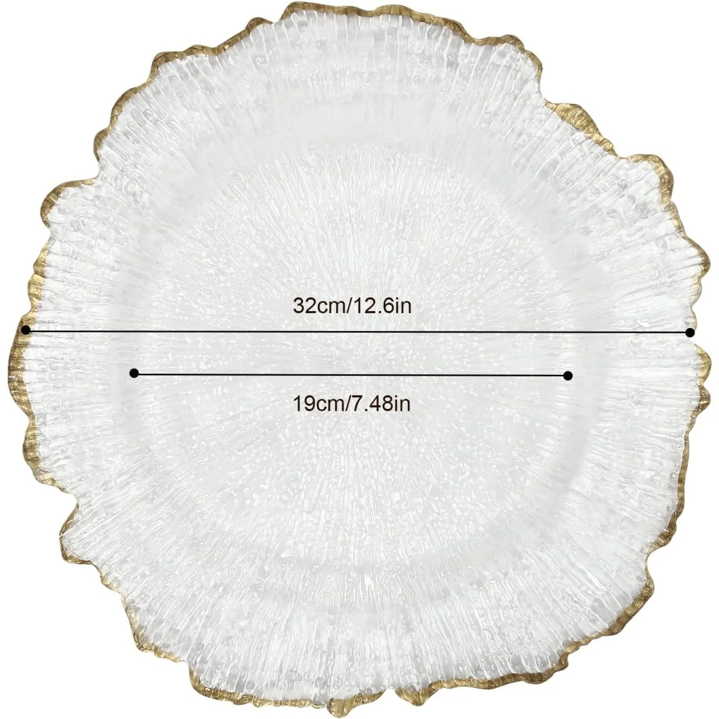 100pcs Transparent Plates for Home and Commercial Parties, 32 Cm, Plastic, W/ Gold-coloured Beaded Edge, for Wedding, Birthday, Bridal Party, Dinner, Table Decoration