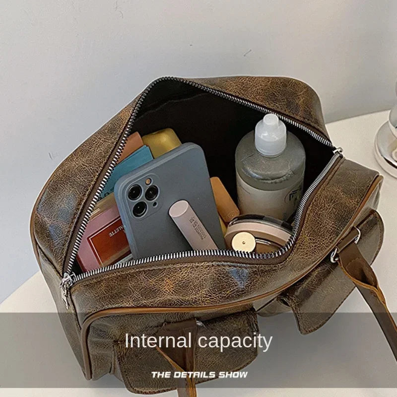 CN Retro Double Pockets Shoulder Bag For Women Small Purse