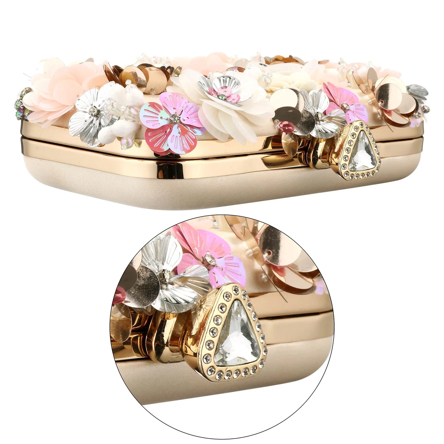 Elegant Women Bags Fashion Floral Beaded Clutch Luxury Lady Handbags Evening Wedding Party Bags Chain Shoulder Purse