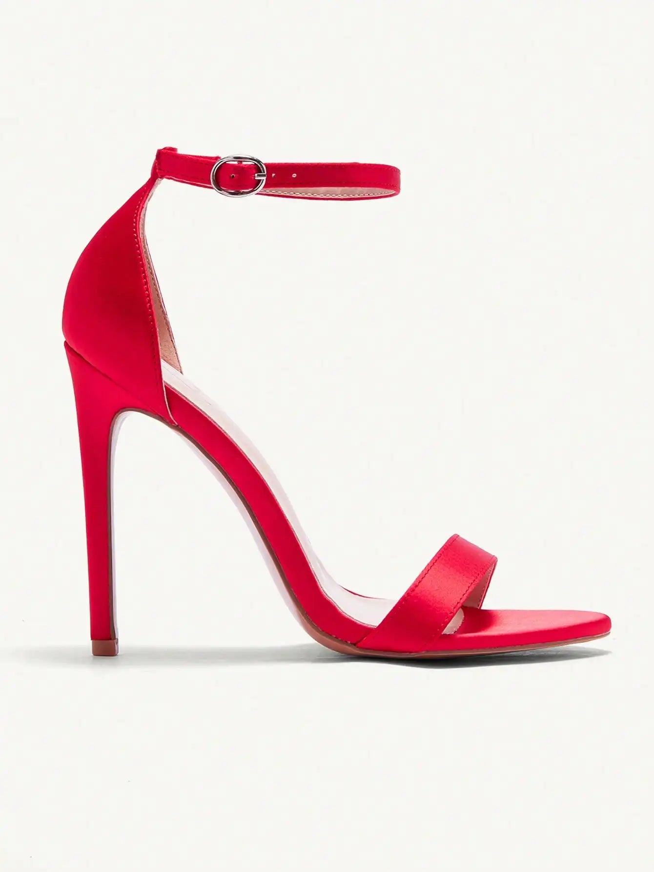 Glass Ankle Strap Sandals Stiletto Heels PU Leather