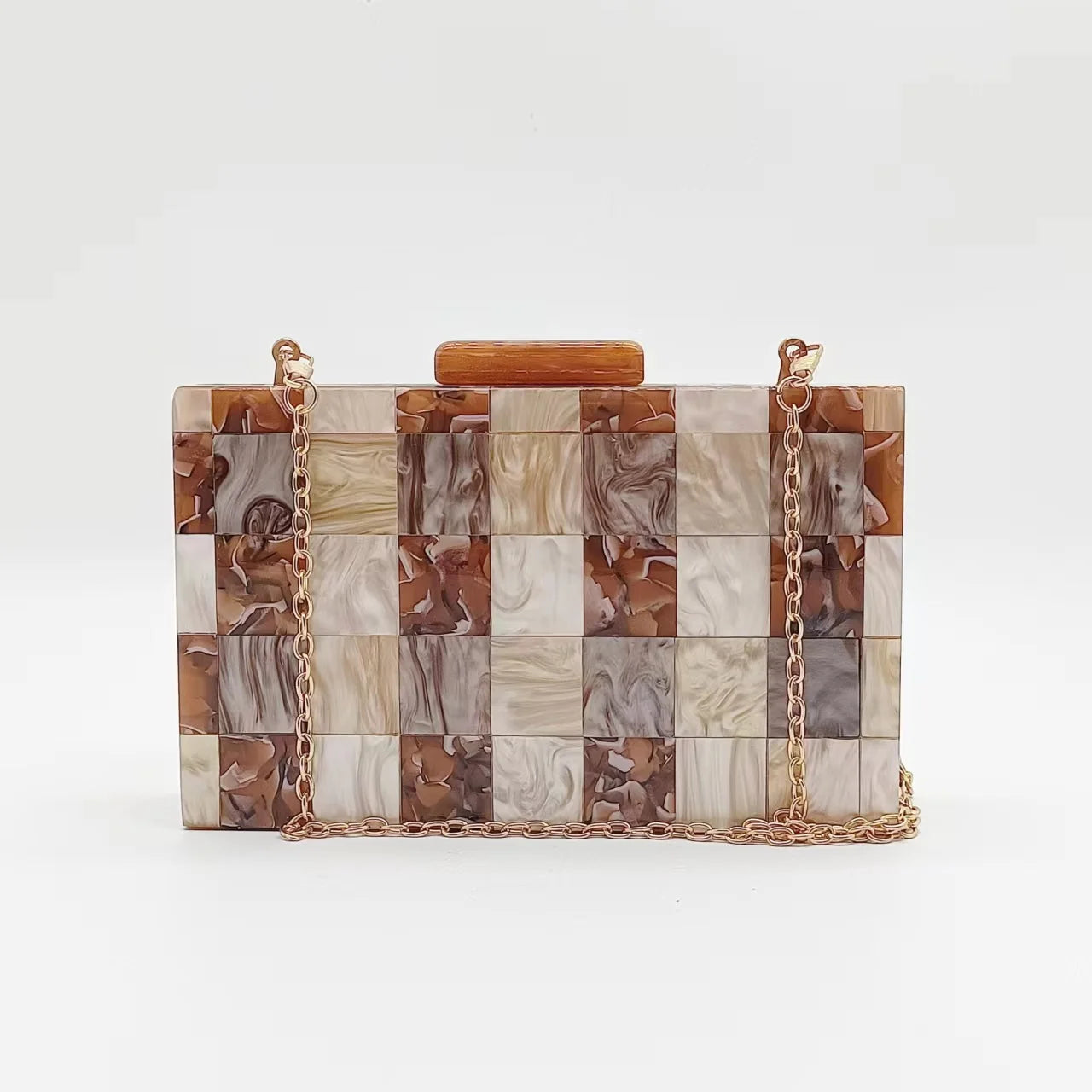 Plaid Acrylic Luxury Clutch Evening Bags For Women Wedding Handbag Chic Party Chain Shoulder Crossbody Bags Dinner Dress Purses