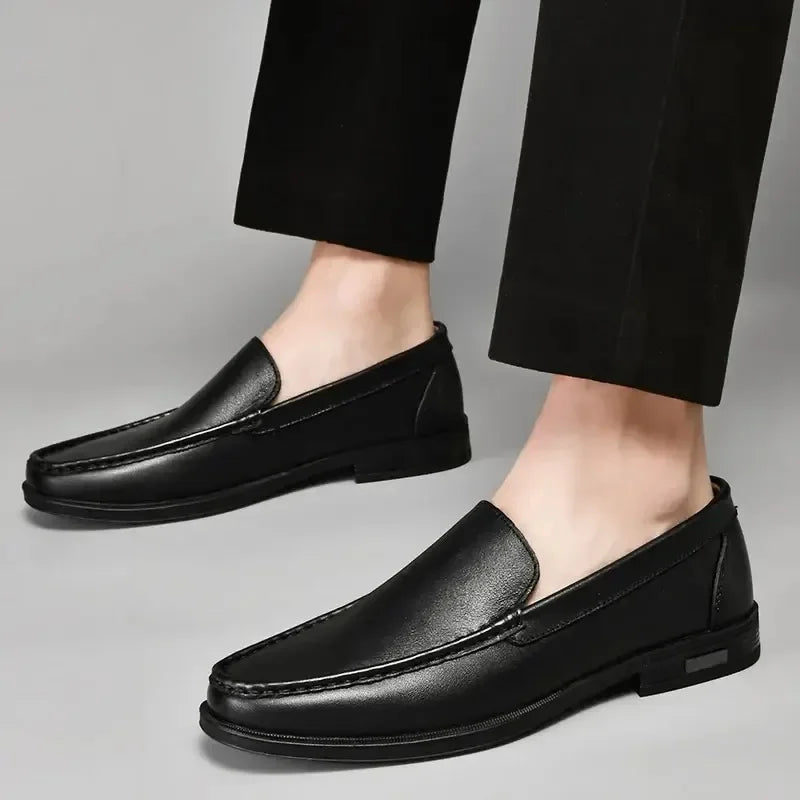 Genuine Leather Mens Dress Shoes Slip On Loafers For Business