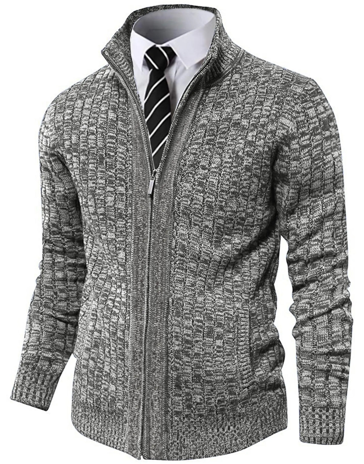 Pioneer Camp Men's Cardigan Sweaters Full Zip Up Slim Fit Stand Collar