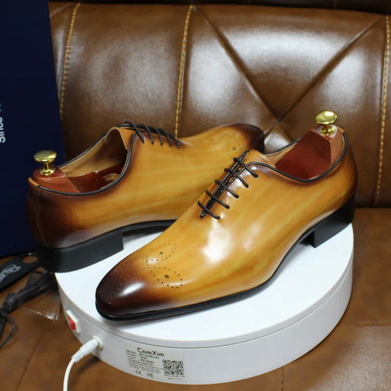 Felix Chu Mens Oxford Whole Cut Leather Dress Shoes