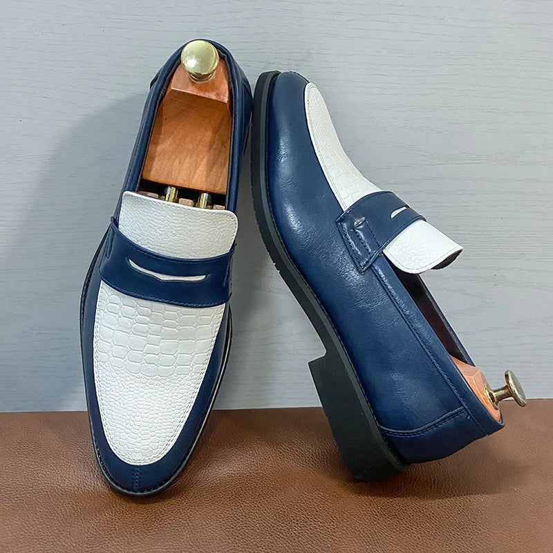 Preautool Mens Leather Slip On Loafers Breathable Dress Shoes Mocassin