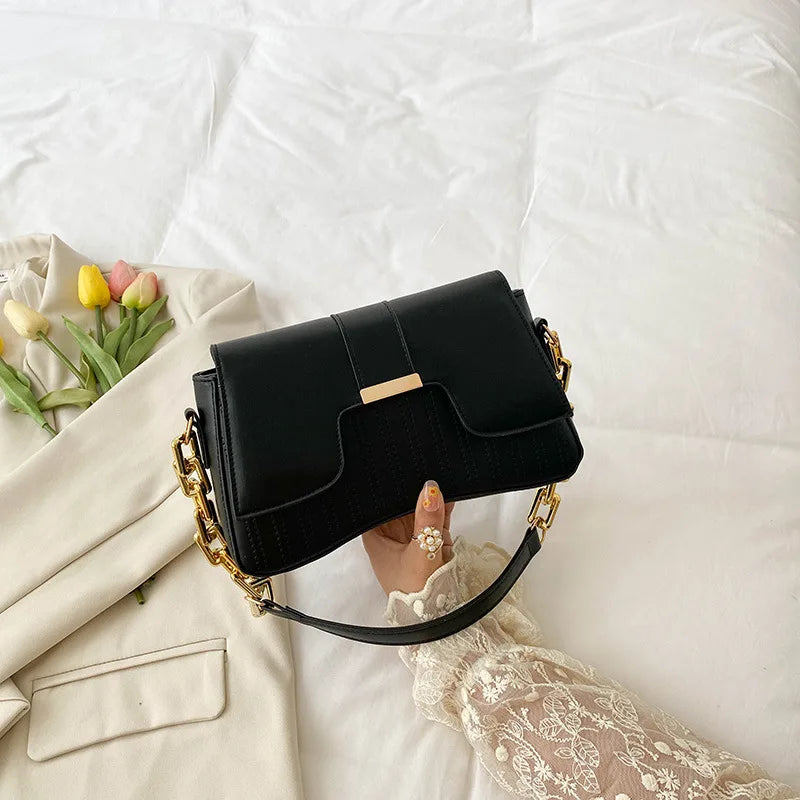 CN Classic Acrylic Chain Shoulder Bag For Women PU Leather