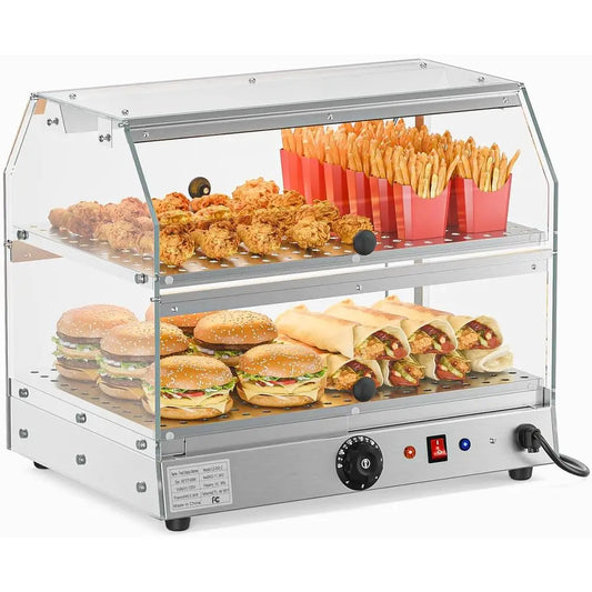 2 Tier Countertop Food Warmer With LED Lighting Front Doors