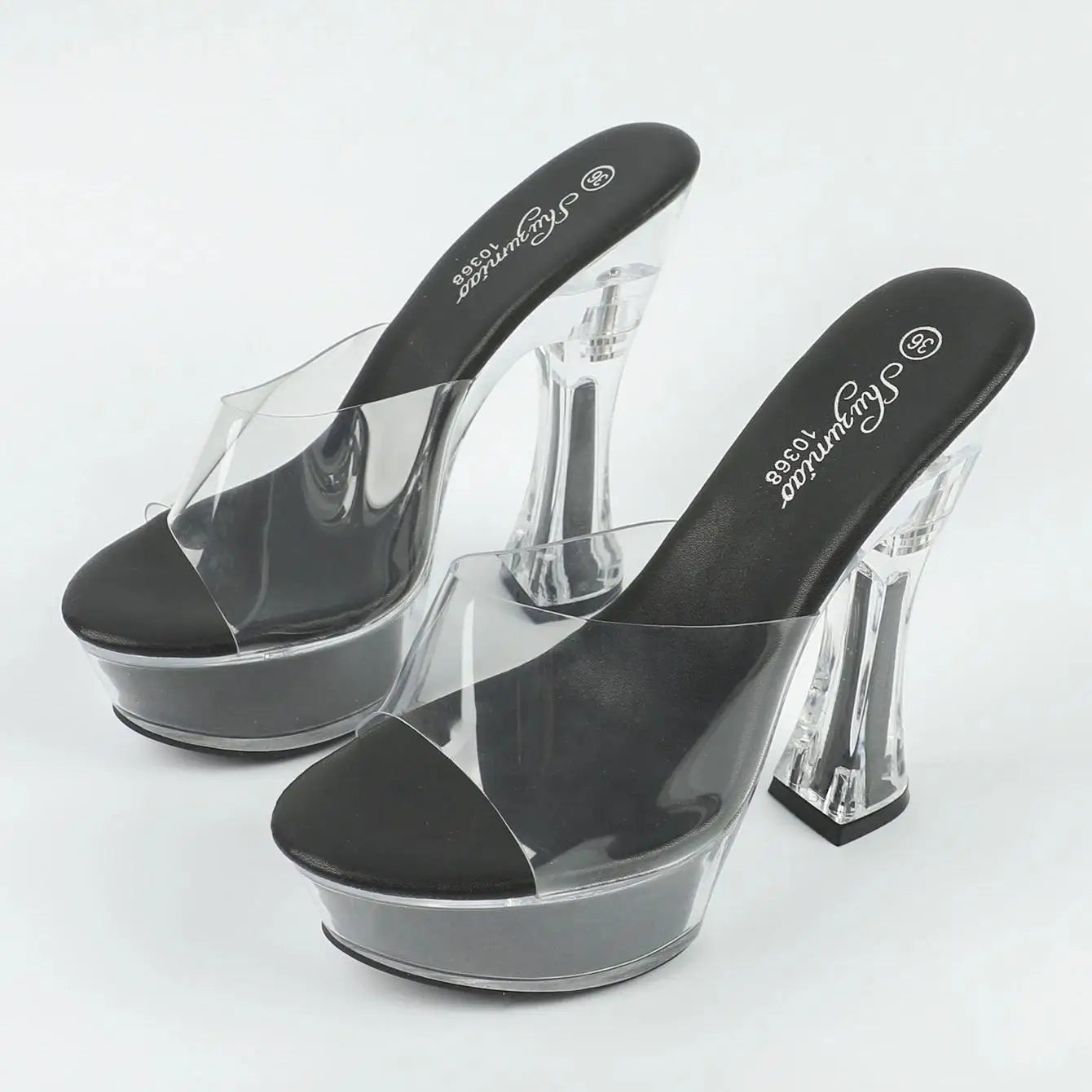 Mclubgirl Women's Clear Heel Platform Sandals Dress Party