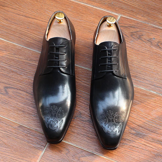 Felix Chu Classic Men Oxford Derby Genuine Leather Dress Shoes